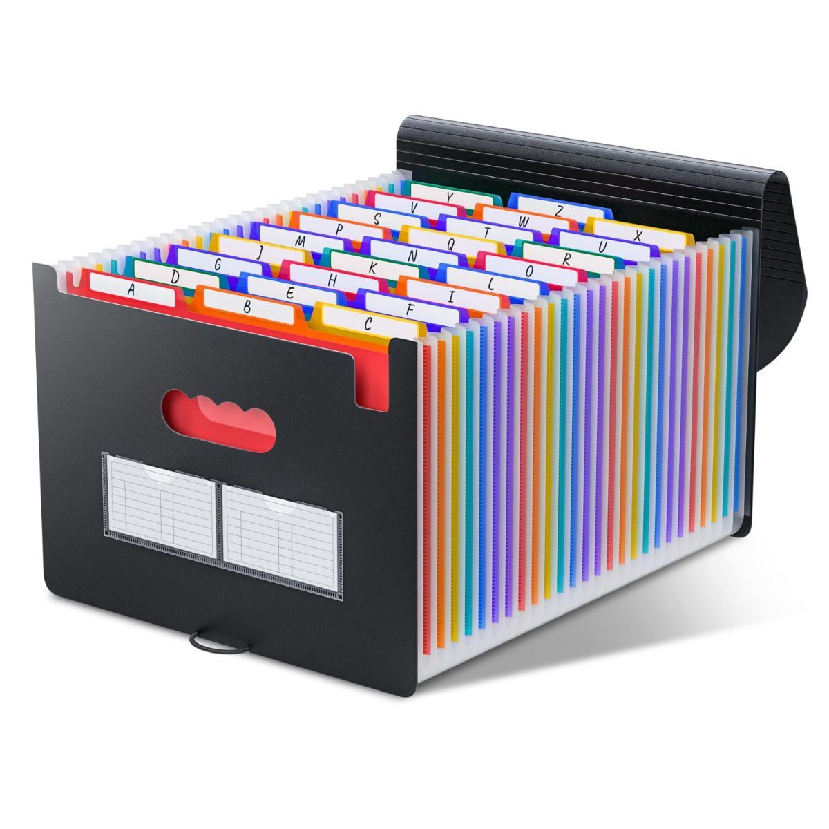 Accordion File Organizer, 26 Pockets Expanding File Folders, Monthly Bill Receipt Documents Organizer, A-Z Colorful Tabs, Letter/A4 Size for Classroom Office Organization Home Hospital - Black - Size 1Pack