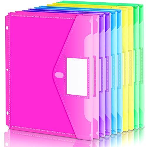 10Pack Binder Pocket, Super Heavyweight Plastic Binder Folders Tight Closure Folders with Pockets Side Loading,Binder Organizer, Binder Dividers with Pockets,Office Supplies,Back to School - Multi-color - Size 10Pack