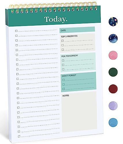 1Pack To Do List Notepad, Undated Daily Planner for Work and Goal Setting Greenery Sway, 52 Sheets, 9.8" x 6.5" , for Office, Home and school, Daily Task Planning, Notes and Everyday Organization - Dark Green - Size 1Pack