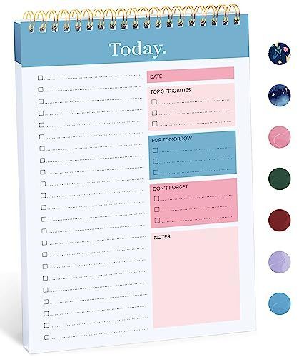 1Pack To Do List Notepad, Undated Daily Planner for Work and Goal Setting Greenery Sway, 52 Sheets, 9.8" x 6.5" , for Office, Home and school, Daily Task Planning, Notes and Everyday Organization - Blue - Size 1Pack