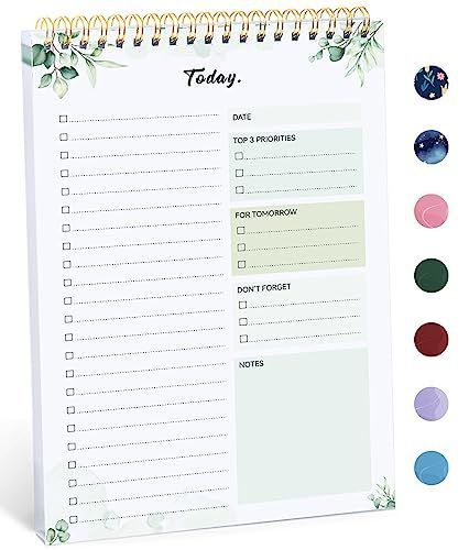 1Pack To Do List Notepad, Undated Daily Planner for Work and Goal Setting Greenery Sway, 52 Sheets, 9.8" x 6.5" , for Office, Home and school, Daily Task Planning, Notes and Everyday Organization - Light Green - Size 1Pack
