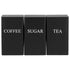 3Pcs Tea Coffee Sugar Canisters Set, Metal Coffee and Sugar Containers, Versatile Kitchen Storage Jars with Airtight Lids, Space Saving Food Canisters Set for Home Kitchen (Black)