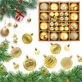 44-Piece Christmas Tree Ornaments Set – 30/60mm Christmas Ball Decorations for Christmas Tree, Holiday Party, Wedding & Home Decoration - Gold