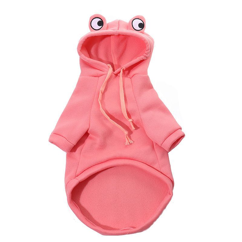 Dog Hoodie Frog-Themed Autumn Winter Pet Clothing Small Medium Dogs Soft - Pink - Size XXL