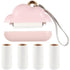 Mini Lint Roller Travel Size, Reusable Lint Roller for Travel, Pet Hair Remover Portable Lint Roller for Clothes with 150 Sheets Refillable - Pink - Size 10cm