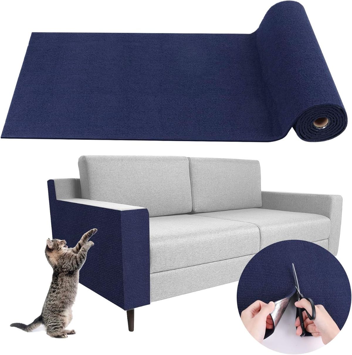 Cat Scratching Pad DIY Cat Accessory Cat Furniture Protection Cat Climbing - Blue - Size 15.8''×78.7''