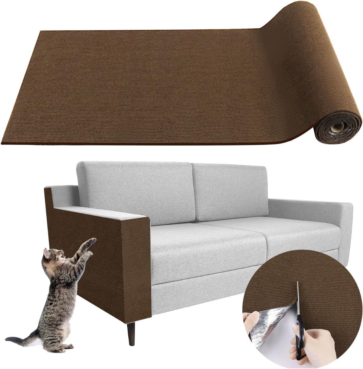 Cat Scratching Pad DIY Cat Accessory Cat Furniture Protection Cat Climbing - Brown - Size 15.8''x39.3''