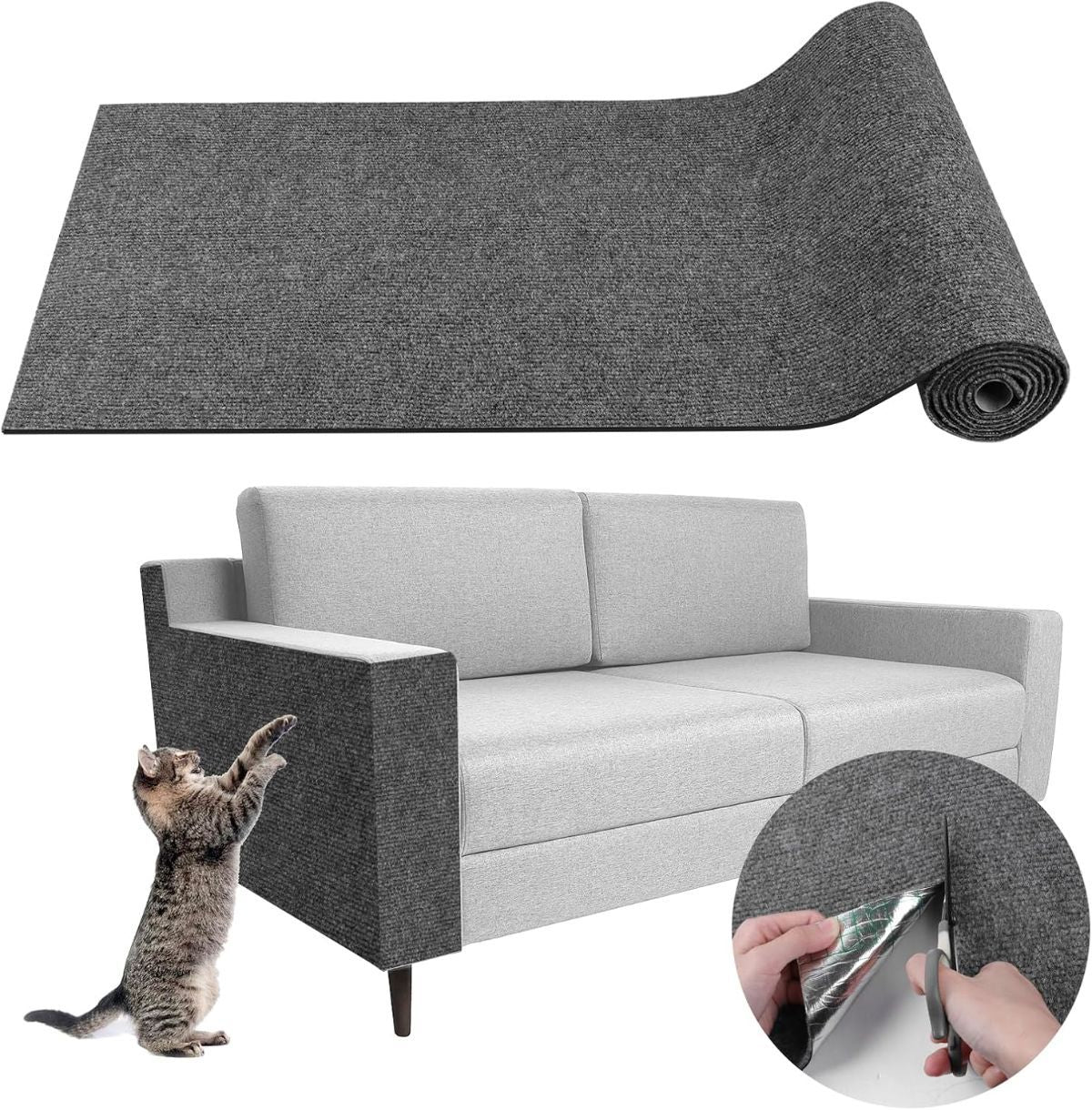 Cat Scratching Pad DIY Cat Accessory Cat Furniture Protection Cat Climbing - Dark Gray - Size 15.8''×78.7''