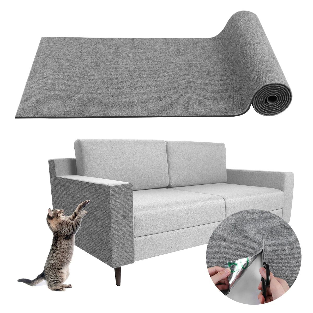 Cat Scratching Pad DIY Cat Accessory Cat Furniture Protection Cat Climbing - Gray - Size 15.8''×78.7''