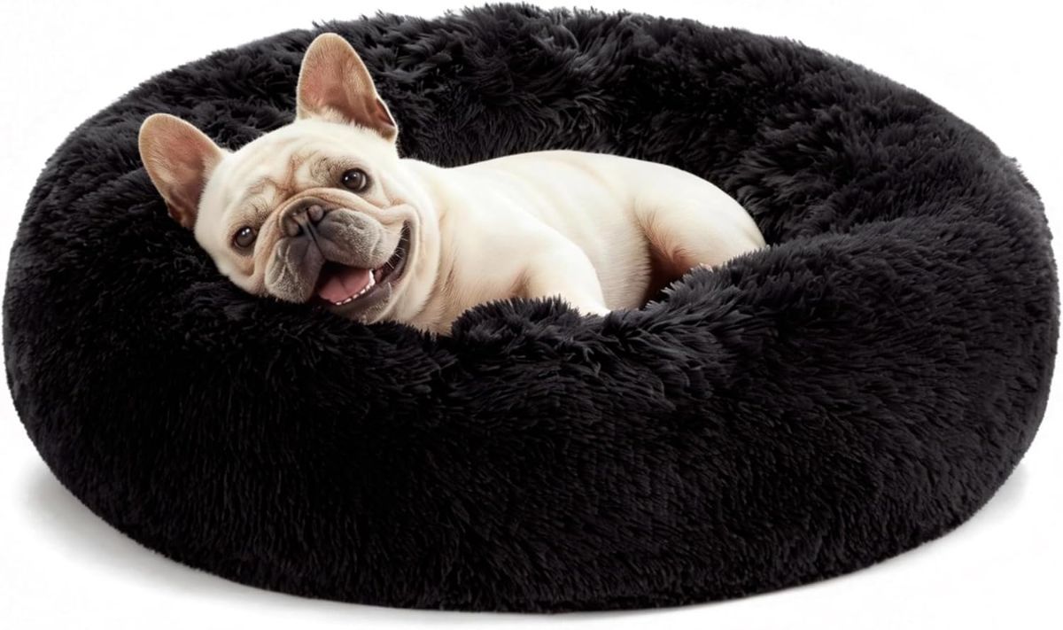Pet Bed Anti-Anxiety Pet Bed Donut Pet Bed Small Dog Bed Medium Dog Bed Cat Bed - Black / 27in