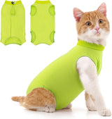 Cat Recovery Jumpsuit Abdominal Wound Protection Post-Surgery Cat Clothing - Yellow - Size L(Above 7 lbs)