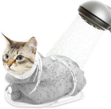 Cat Bath Bag Breathable Cat Shower Bag Anti-Scratch Cat Grooming Bag Adjustable - Gray - Size 19.6