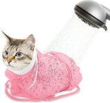 Cat Bath Bag Breathable Cat Shower Bag Anti-Scratch Cat Grooming Bag Adjustable - Pink - Size 19.6