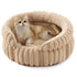Cat Bed Plush Cat Bed Round Cat Bed Cat Furniture Cat Comfort Pet Supplies - Beige / 23in