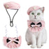 Cat Beret Cat Headscarf Pet Outfit Cat Accessories Halloween Pet Costume - Pink