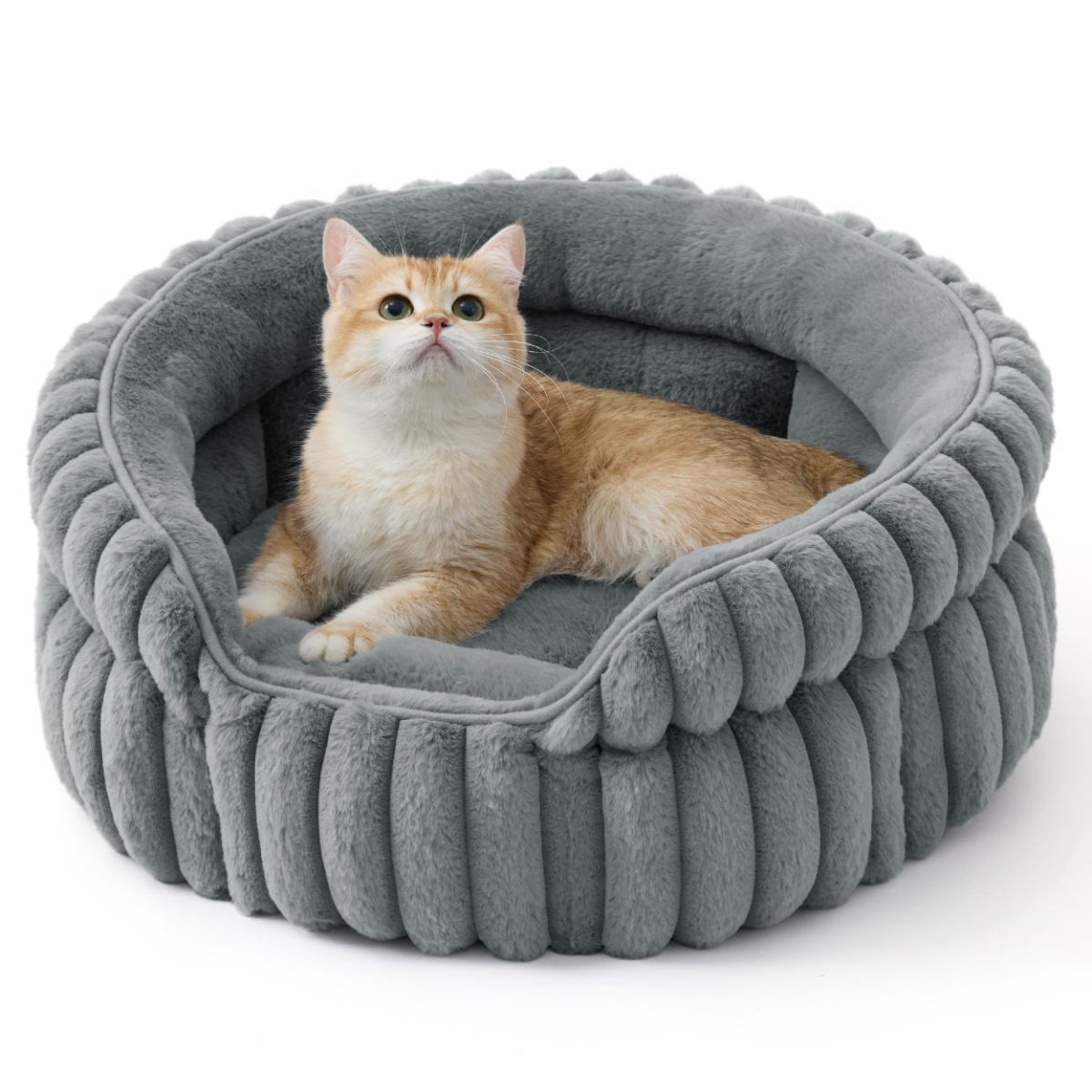 Cat Bed Plush Cat Bed Round Cat Bed Cat Furniture Cat Comfort High-Quality Cat - Navy / 20in