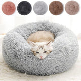 Cat Bed Fluffy Cat Bed Round Cat Bed Cat Furniture Cat Comfort Cat Sleeping Bed - Light Gray / 24in