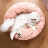 Cat Bed Fluffy Cat Bed Round Cat Bed Cat Furniture Cat Comfort Cat Sleeping Bed - Pink / 24in