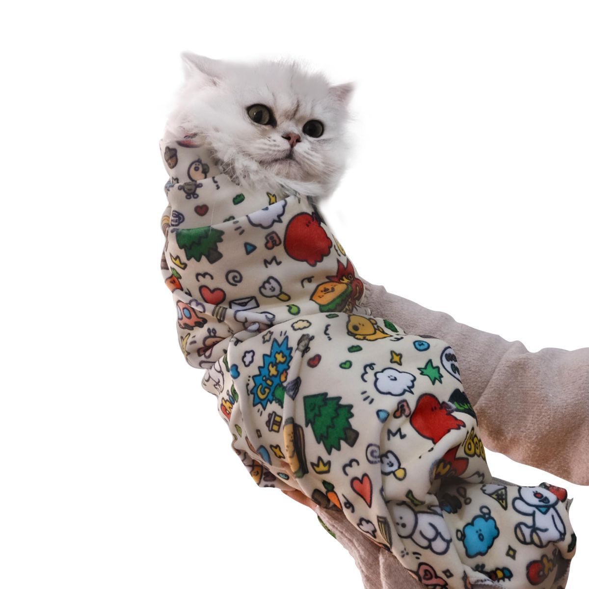 Cat Grooming Wrap Cat Nail Clipping Cat Grooming Supplies Cat Care Anti-Scratch - Multi-color - Size 35.5