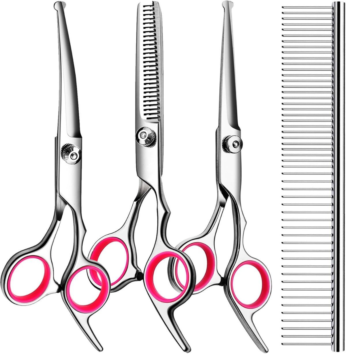 Dog Grooming Scissors Cat Grooming Scissors 4-In-1 Grooming Set Pet Grooming - Red