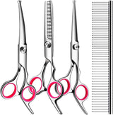 Dog Grooming Scissors Cat Grooming Scissors 4-In-1 Grooming Set Pet Grooming - Red