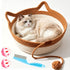 Cat Basket Hand-Woven Cat Bed Cat-Ear Handles Cotton Rope Cat Bed Indoor Cat - Brown - Size S