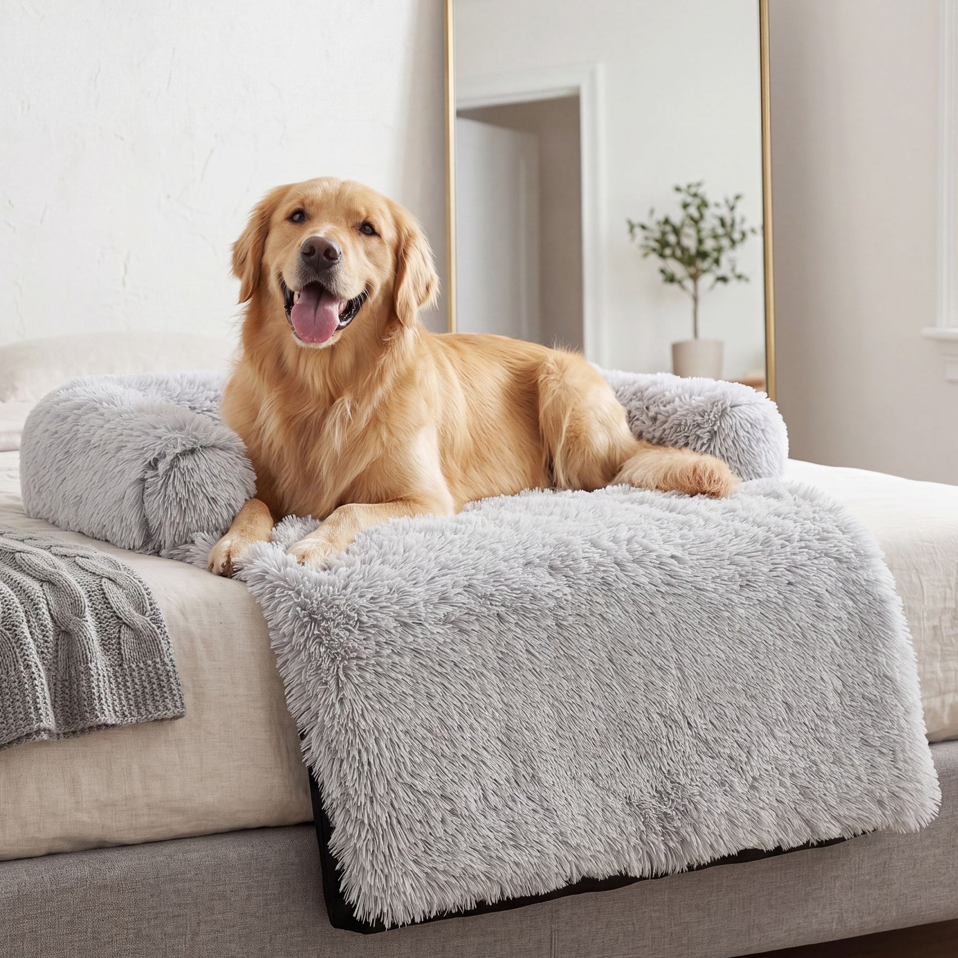 Plush Dog Bed Dog Bed With Bolster Comfortable Dog Bed Large Dog Bed Small Dog