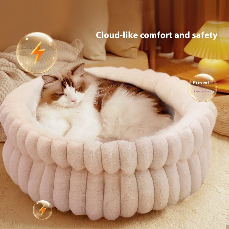 plush cat bed, cat comfort bed, anti-static cat bed, high quality cat bed, cat resting place, pet bed Australia, soft cat bed-White.