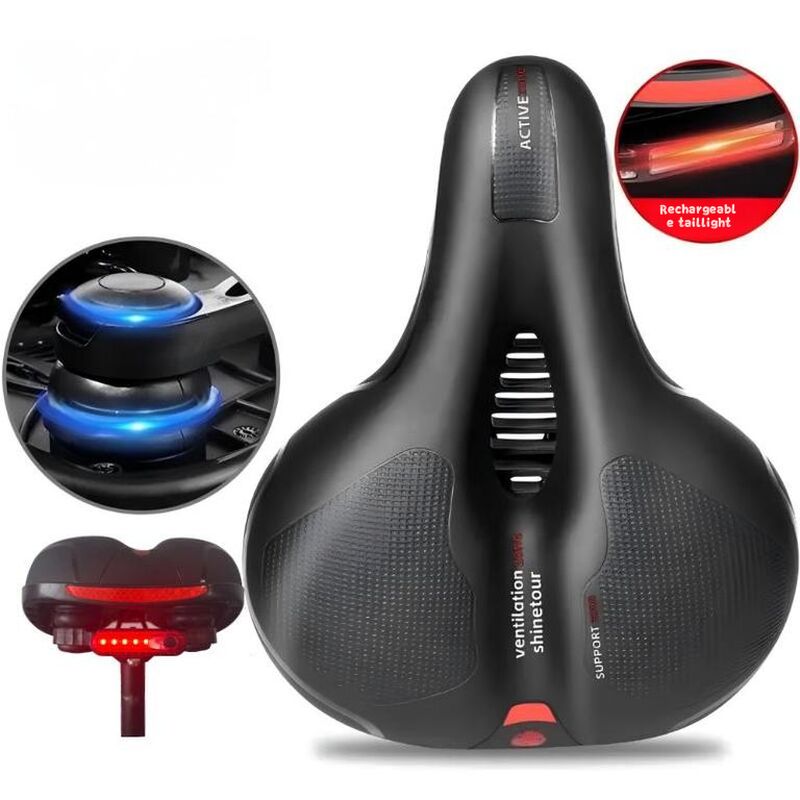 Bike Saddle with Rechargeable Taillight: 21×25×11cm Silicone Seat, 700g, Wrench Included for Aussie Cyclists