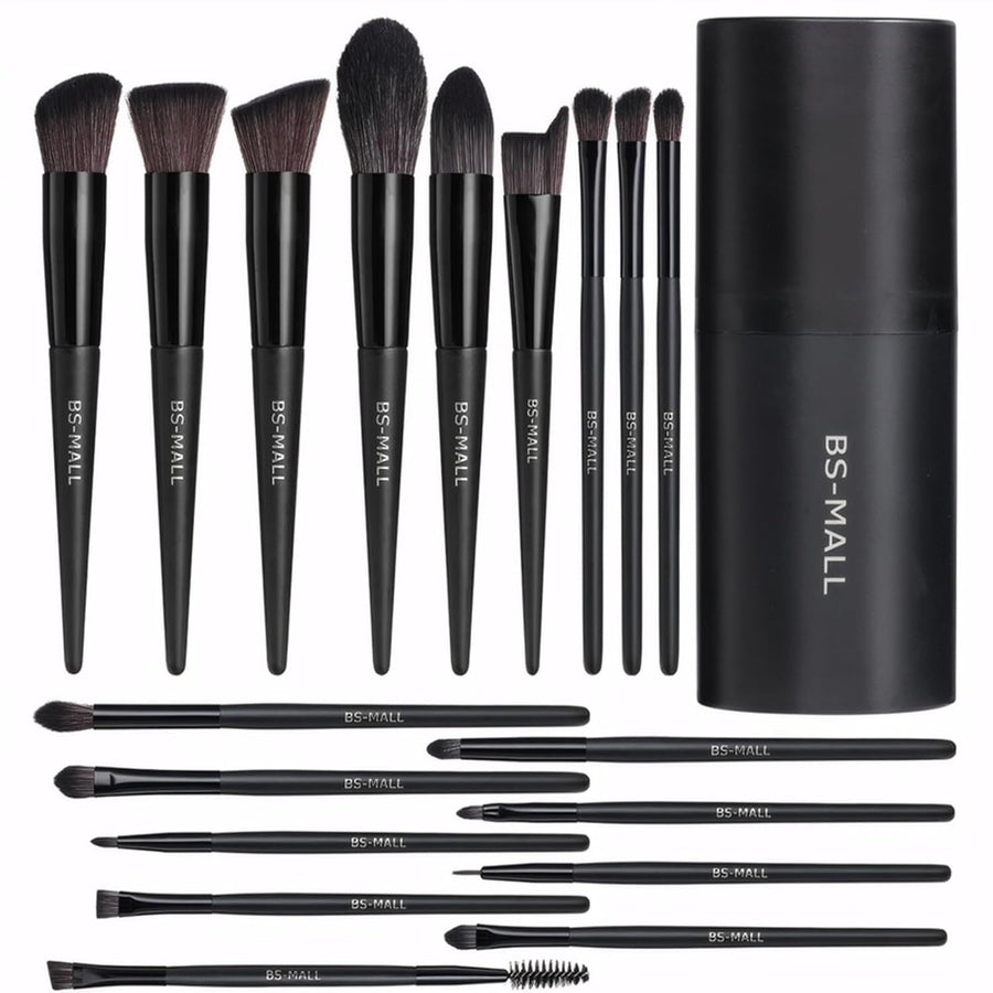 Black Professional Makeup Brush Set (18-Piece): Cruelty-Free, Versatile for Foundation, Blush & Eyeshadow, Ideal for Aussies