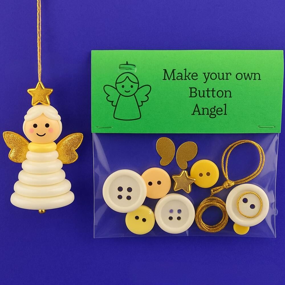Christmas gift Christmas Button Ornament - Festive Santa Design Craft Kit （angel）