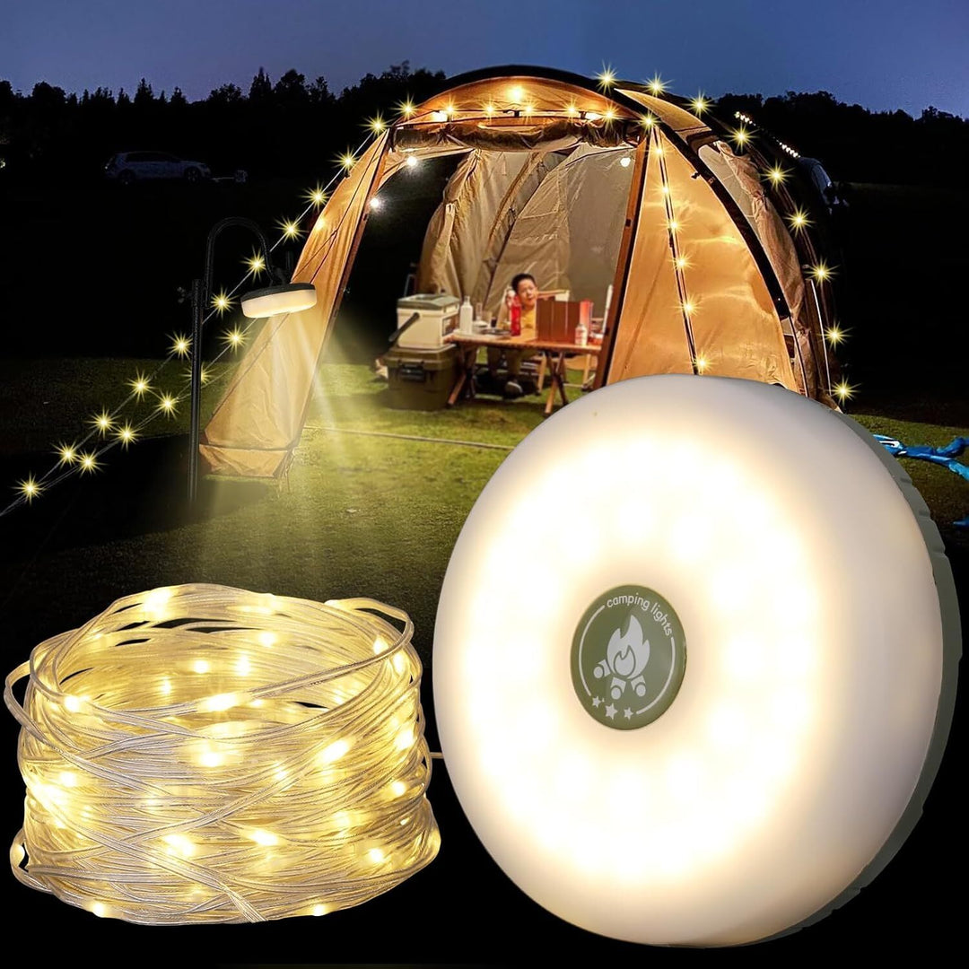 Solar Camping String Lights: 5-Mode IPX4 Waterproof USB/Solar Powered 2-in-1 for Outdoor Tents, Hiking & Party Decor