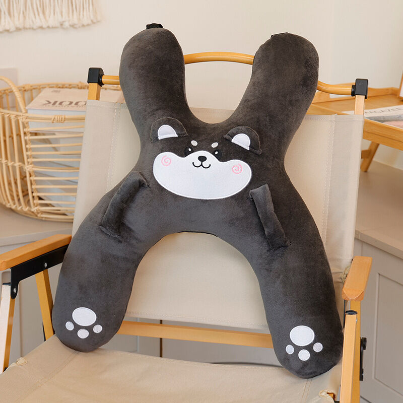 Christmas gift for kids-Kids Travel Pillow, Ergonomic Plush Support for Car Rides, Comfortable Sleep Companion for Children（black dog）