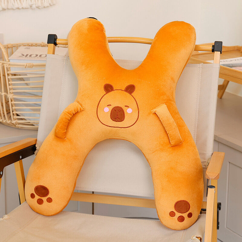 Christmas gift for kids-Kids Travel Pillow, Ergonomic Plush Support for Car Rides, Comfortable Sleep Companion for Children（brown Capibala）