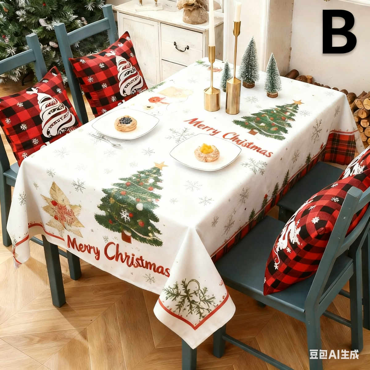 Christmas gift Christmas Tablecloth - Festive 180x150cm Table Cover for Holiday Dining & Home Decor（B）