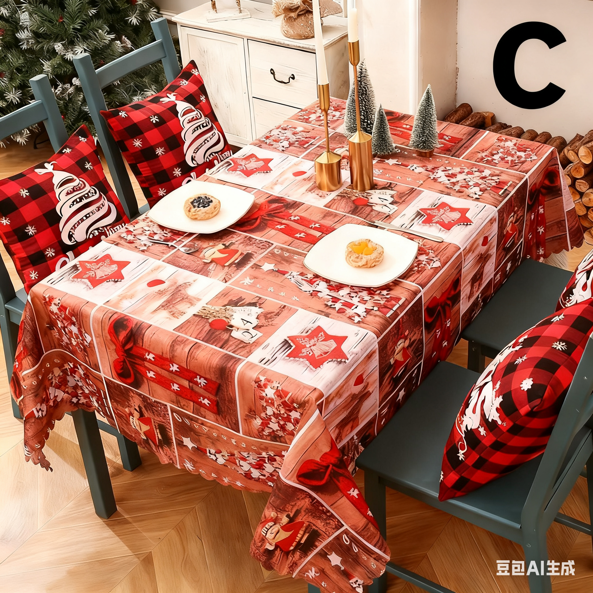 Christmas gift Christmas Tablecloth - Festive 180x150cm Table Cover for Holiday Dining & Home Decor（C）