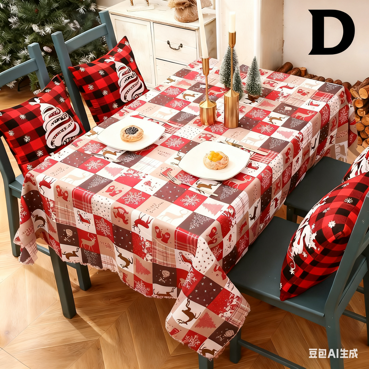 Christmas gift Christmas Tablecloth - Festive 180x150cm Table Cover for Holiday Dining & Home Decor（D）