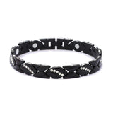 Christmas gift Stylish Ancient Copper Magnetic Therapy Bracelet with Diamond Accents - Enhance Health & Elegance（black）