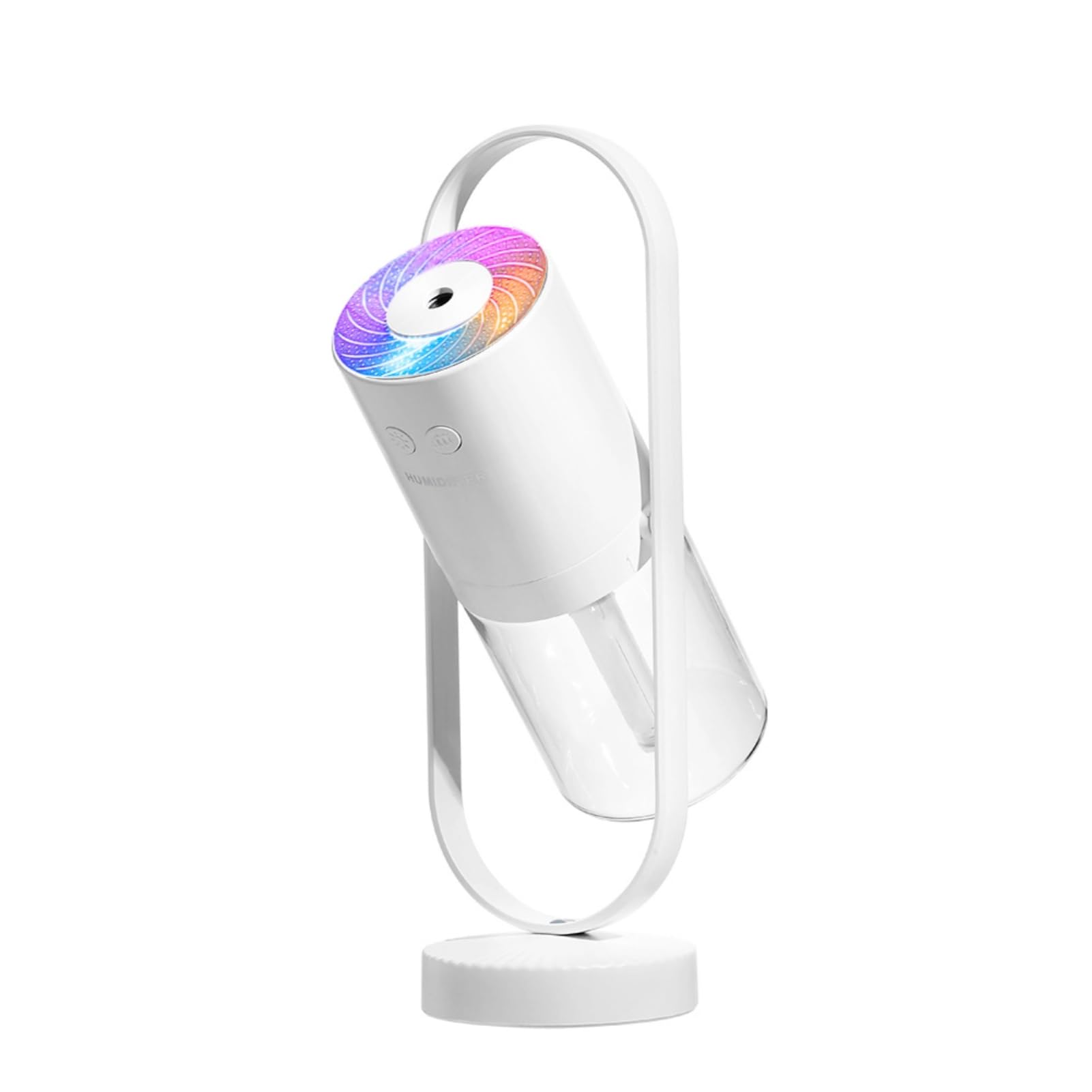 Portable Mini Humidifier with 7-Color LED Star Projector – USB Powered Desk Air Moisturizer for Baby Room, Office, Travel, Night Light & Party Decor (White)