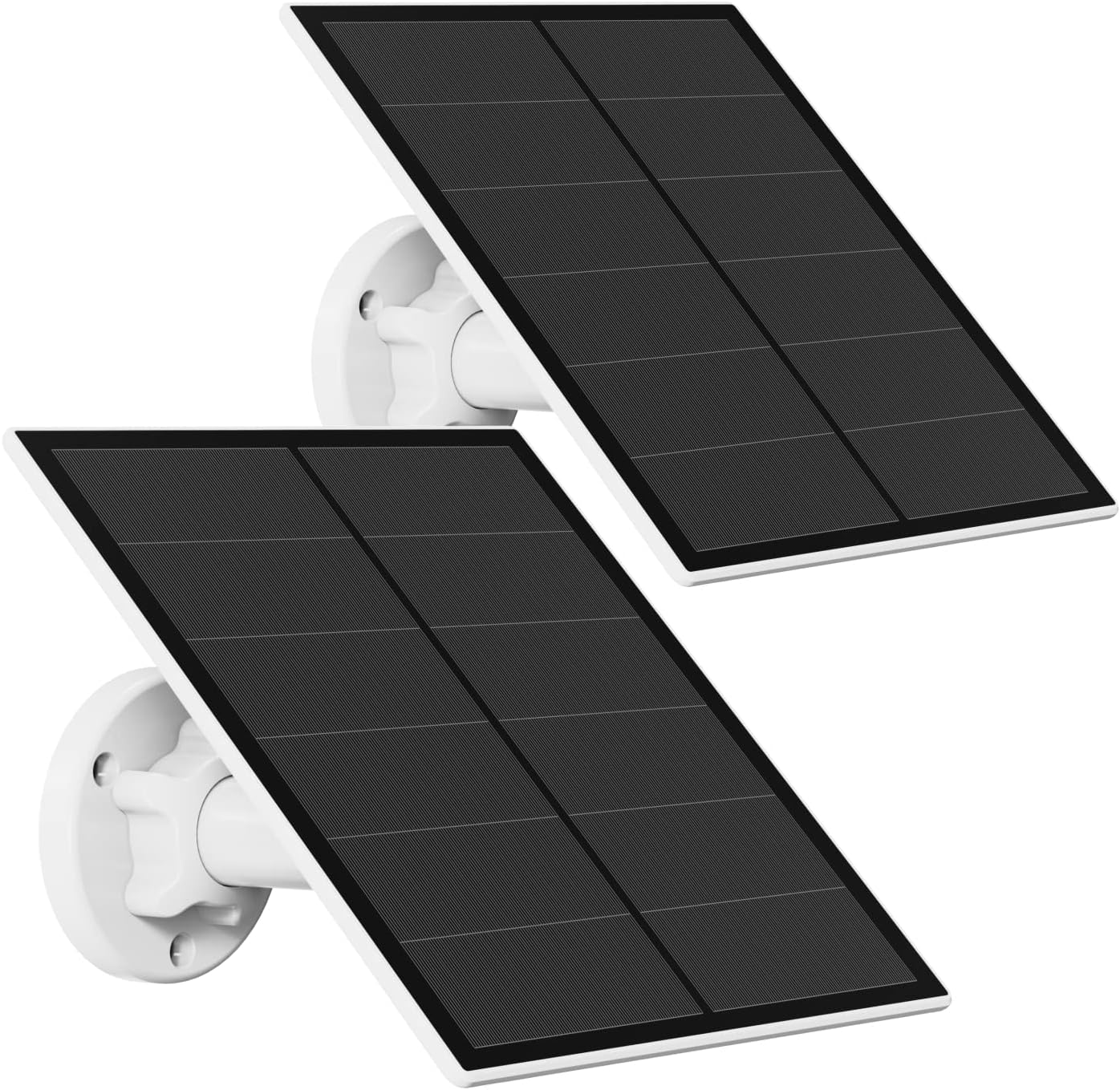 2-Pack 5W Solar Panel for Outdoor Security Camera – 5V USB Charger with 9.8ft Cable, IP65 Waterproof, Adjustable Mount, Compatible with Most Battery Cameras (White)