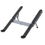 Adjustable Laptop Stand with USB Hub – Aluminum Foldable Riser for Home Office, Gaming, Travel & Business Use, Ergonomic Cooling Desk Mount (Black)