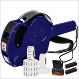 8-Digit Price Label Gun with 6 Rolls of Labels & 2 Ink Cartridges – Date Coding Machine for Retail, Grocery, Office Use – Durable Label Maker Kit (Blue)