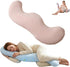 Pea Pod Shape Body Pillow for Adults Full-Body Support Side Sleeper Pillow, Pregnancy Back Pain Relief, Soft Hug Pillow with Memory Fiber Filling