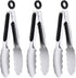 3 Pack 7 Inch Stainless Steel Kitchen Tongs Set, Small Serving Tongs with Lock for Salad, Cooking & Buffet (Black)
