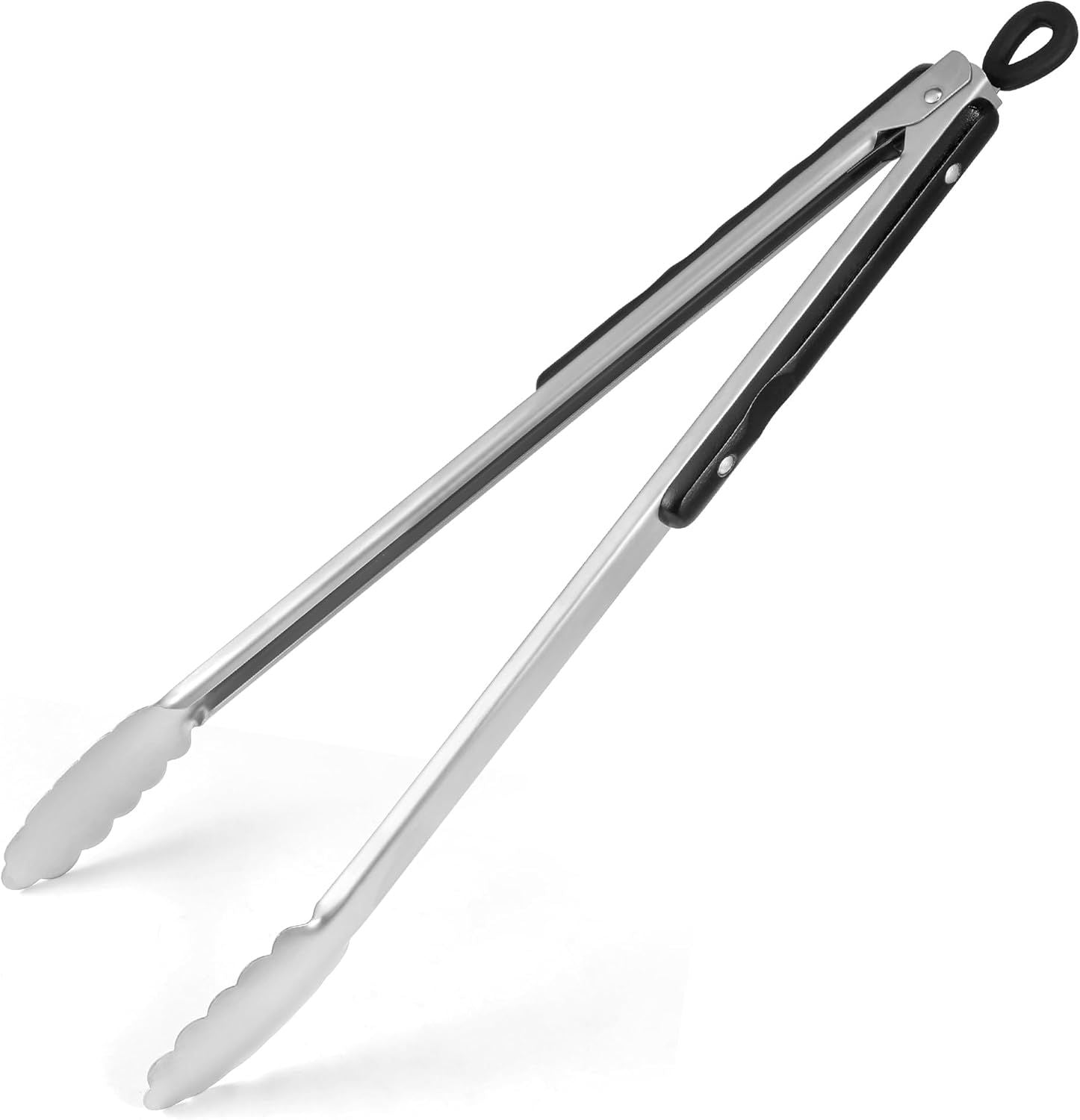 2 Pack 17 Inch Stainless Steel BBQ Tongs, Extra Long Heavy Duty Grill Tongs for Outdoor Camping, Roasting & Deep Fryer (Black)