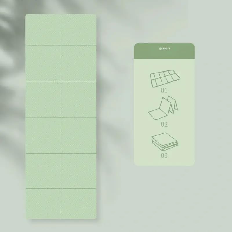 Portable Foldable Yoga Mat – Dual-Sided Non-Slip TPE Exercise Mat for Yoga, Pilates, Kids Nap & Travel (Green) | Other Colors Available in Store
