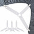 4-Pack Adjustable Bed Sheet Fasteners with Triangle 3-Clamp Design, White Elastic Bands & Nickel-Plated Clips—Secures Fitted Sheets, Sofa Covers, Car Seat Covers, and Tablecloths—Easy Install, Reusable