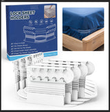 4-Piece Bed Sheet Holders Set – Adjustable No-Pin Fitted Sheet Clips for Mattress Corners, Prevents Sliding and Creasing (White)