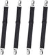 4-Pack Adjustable Bed Sheet Straps with Clips, Elastic Sheet Fasteners for Fitted Sheets, Sofa Covers, Tablecloths, Anti-Slip Grippers for Crib to King Size Beds (Black)