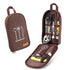 Multi-Functional Outdoor Kitchen Utensil Organizer – Durable Travel Storage Bag with Elastic Straps, Mesh Pockets & Carry Handle, Compact Size (Brown)